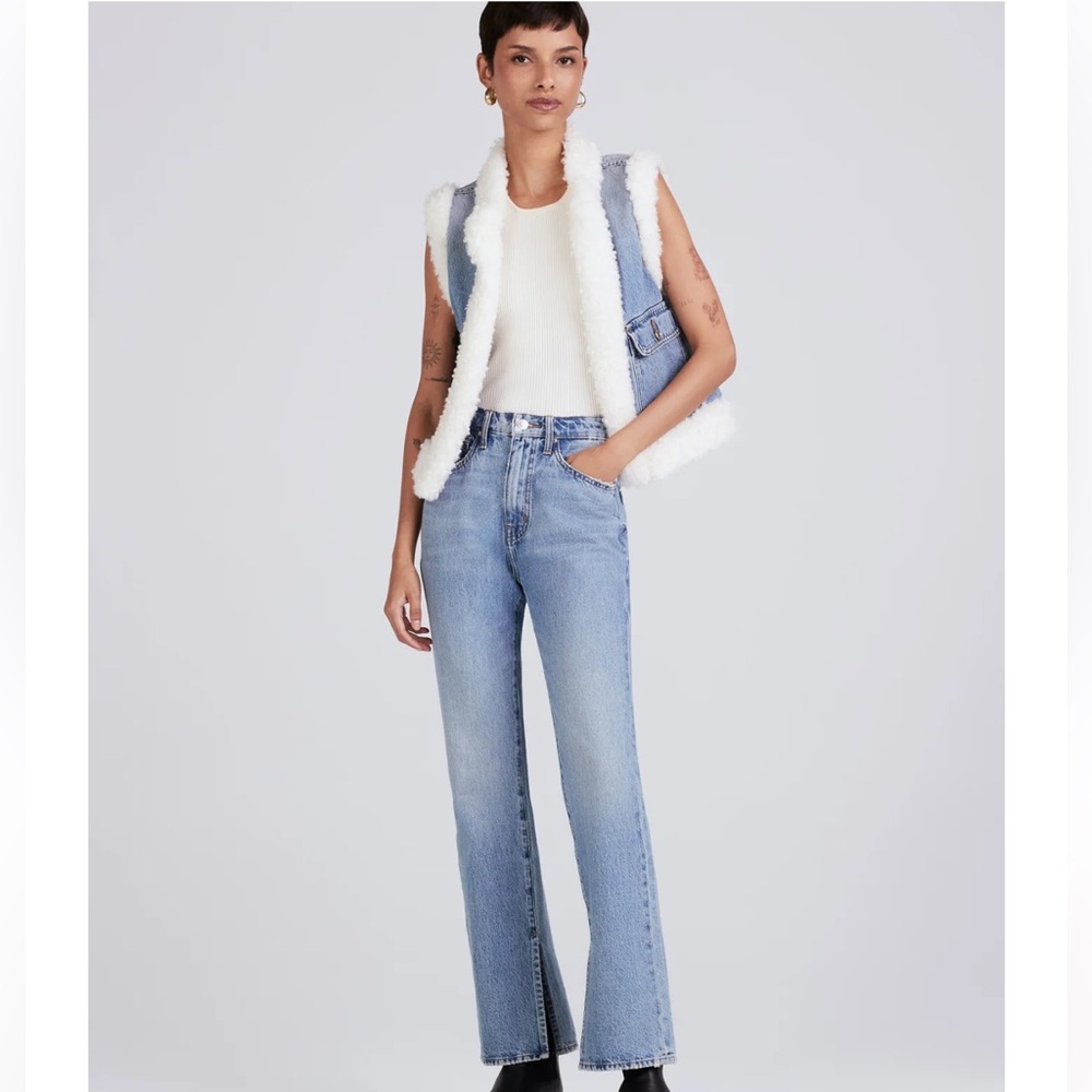 Derek Lam 10 Crosby 🔥 Jaime Denim Sherpa Vest - Picture 3 of 12
